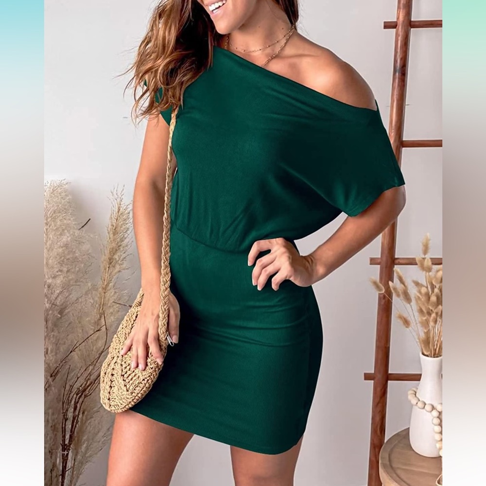 🎉HP🎉 Ezbelle Off-the-Shoulder Bodycon Dress - blackish green - size XXL - NWT - Picture 4 of 6